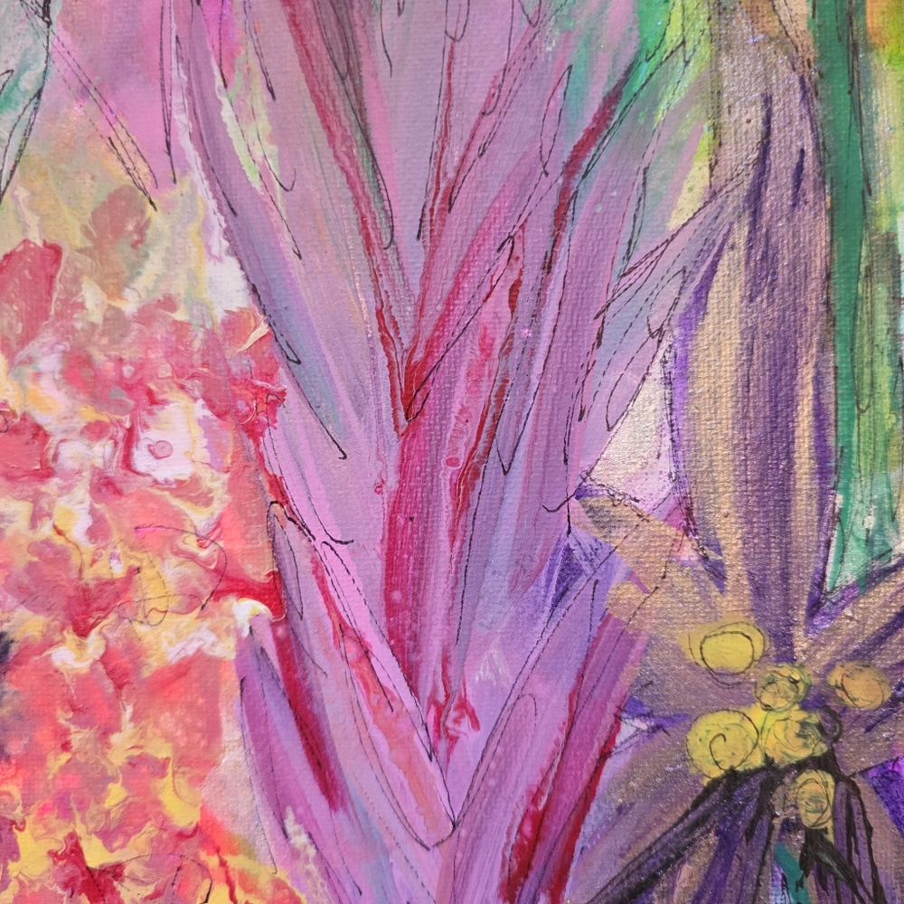 HANDCRAFTED Abstact Floral Painting HANDPAINTED & HANDMADE Contemporary Wall Art - Picture 9 of 16